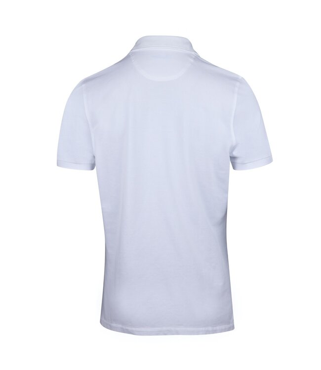 Stenstroms Polo, Korte Mouw, Katoen, Wit met Contrast Kraag