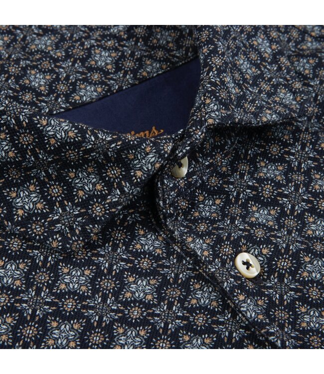 Stenstroms Polo, Korte Mouw, Katoen, Donkerblauw met Patroon