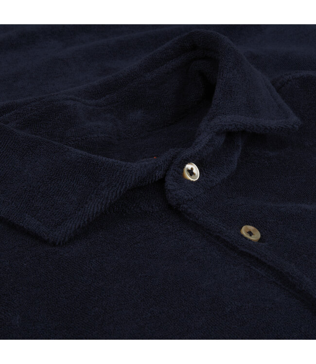 Stenstroms Polo, Korte Mouw, Badstof, Donkerblauw