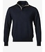 Paul & Shark Trui, Half-zip, Merino Summer Wool, Donkerblauw, Bruin Suede Accenten