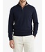 Paul & Shark Trui, Half-zip, Merino Summer Wool, Donkerblauw, Bruin Suede Accenten