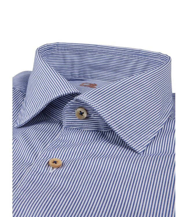Stenstroms Overhemd, Twill Katoen, Casual, Lange Mouw, Blauw Wit Gestreept, Regular Fit
