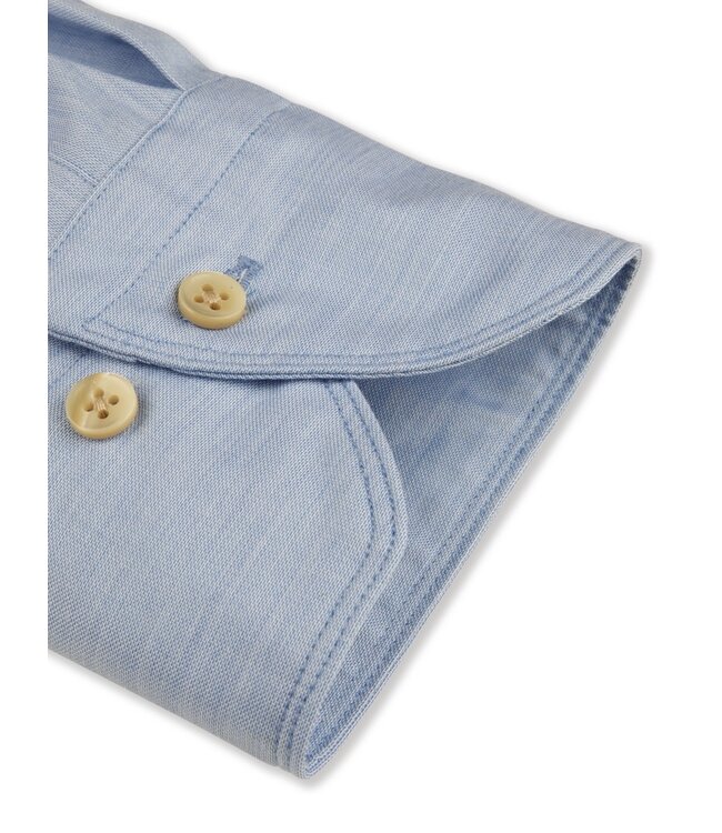 Stenstroms Overhemd, Twofold Katoen, Lange Mouw, Blauw, Slimline