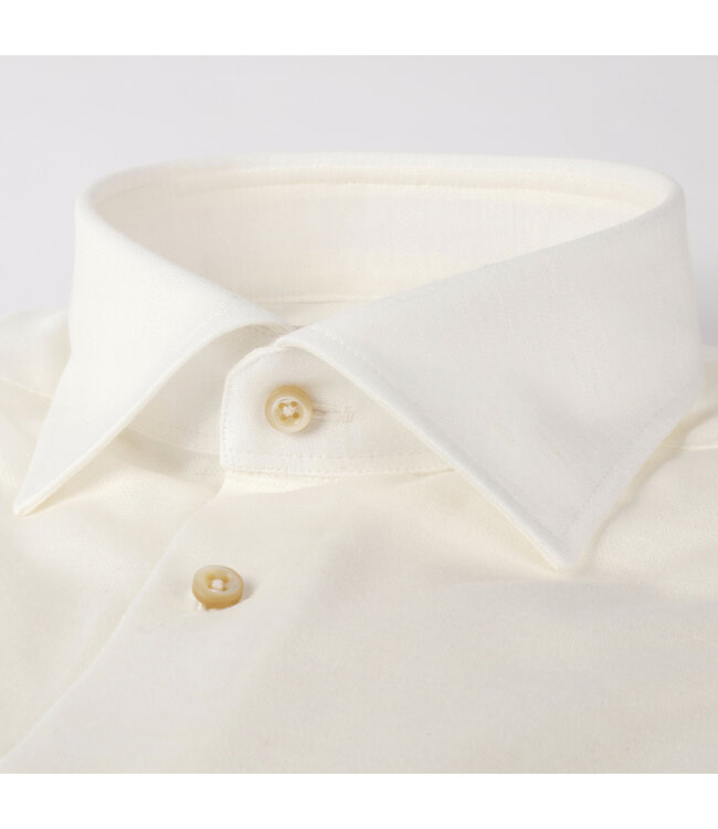 Stenstroms Overhemd, Lange Mouw, Katoen / Linnen Mix, Off White, Slimline