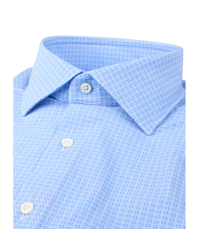 Stenstroms Overhemd, Lange Mouw, Active Stretch-fabric Jersey, Lichtblauw, Microprint, Slimline
