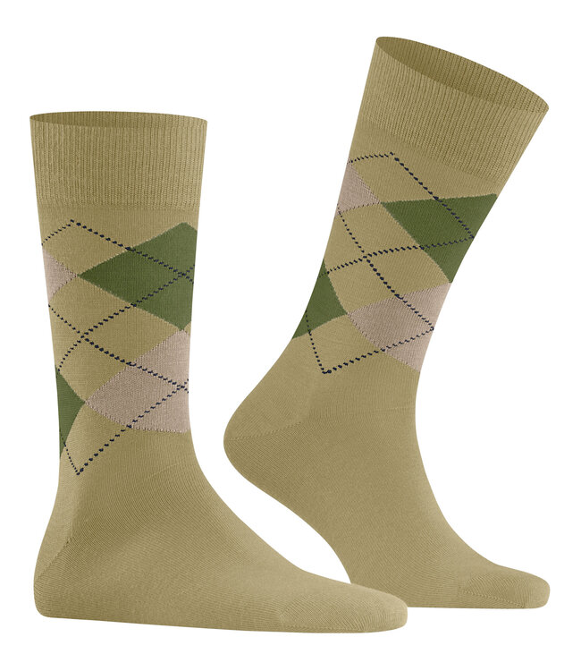 Burlington Paar Sokken, Model Edinburgh, Groen, Beige, Aigle