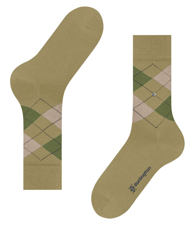 Burlington Paar Sokken, Model Edinburgh, Groen, Beige, Aigle