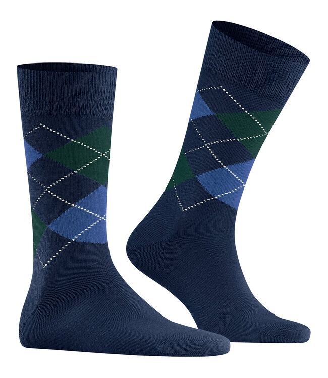 Burlington Paar Sokken, Model Edinburgh,  Blauw  Groen Aigle
