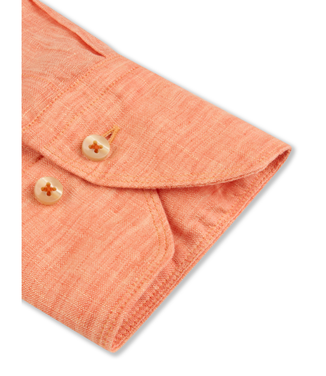 Stenstroms Overhemd, Linnen, Lange Mouw, Regular Fit, Licht Oranje