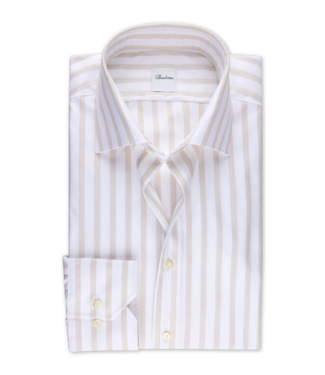 Stenstroms Stenstroms, Overhemd, Lange Mouw, Twill, Twofold Katoen, Wit, Beige, Gestreept, Slimline