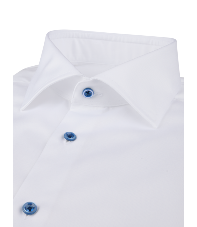 Stenstroms Overhemd, Twill, Twofold Katoen, Lange Mouw, Wit, Slimline