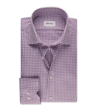 Stenstroms Stenstroms, Overhemd, Twill Twofold Katoen, Lange Mouw, Paars, Wit Geruit, Regular Fit