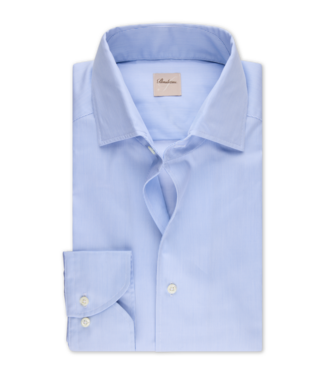 Stenstroms Stenstroms, Overhemd, Schiller Kraag, One Piece Collar, Lange Mouw, Twill Katoen, Wit, Lichtblauw, Pinstripe, Regular Fit