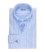 Stenstroms Overhemd, Poplin Katoen, Lange Mouw, Wit, Lichtblauw Gestreept, Slimline