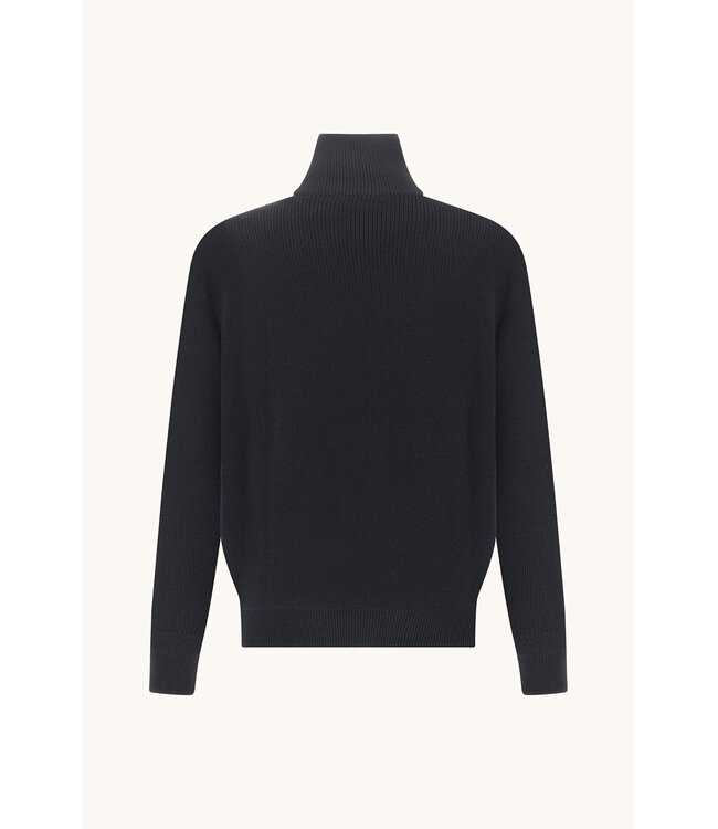 Paul & Shark Trui, Half-Zip, Tech Wol Mix, Donkerblauw
