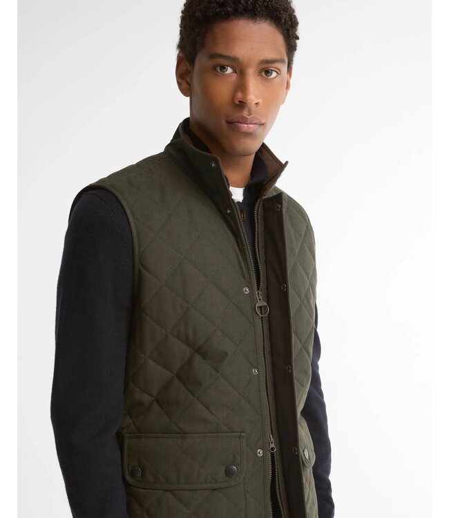 Barbour Quilted Bodywarmer met Rits, Groen, Lux Lowerdale Gilet, Dark Sage