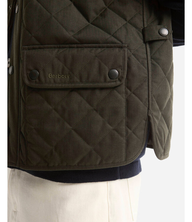 Barbour Quilted Bodywarmer met Rits, Groen, Lux Lowerdale Gilet, Dark Sage