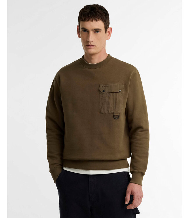 Barbour Sweater, Interlock Pique Katoen, Beech, Olijfgroen