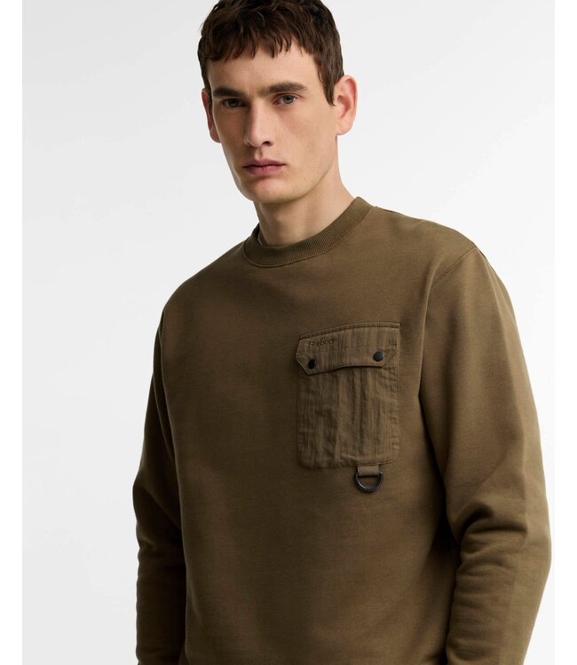 Barbour Sweater, Interlock Pique Katoen, Beech, Olijfgroen