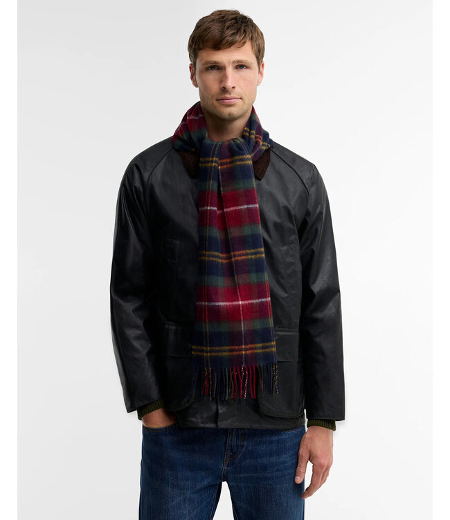Barbour Sjaal, Merino Cashmere Mix, Winterberry Tartan Blauw, Rood, Geel, Groen Geruit