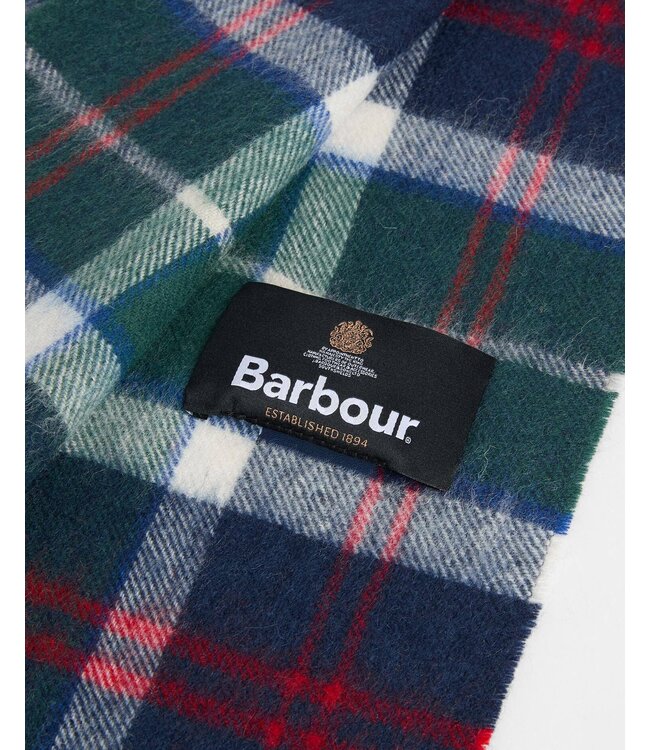 Barbour Sjaal, Merino Cashmere Mix, Evergreen Tartan Blauw, Rood, Wit, Groen Geruit