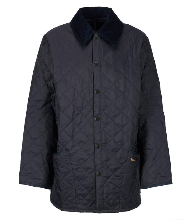 Barbour Jas, Tailored Fit, Quilted, Driekwart, Model Heritage Liddesdale, Donkerblauw, Navy