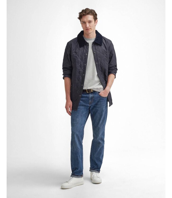 Barbour Jas, Tailored Fit, Quilted, Driekwart, Model Heritage Liddesdale, Donkerblauw, Navy