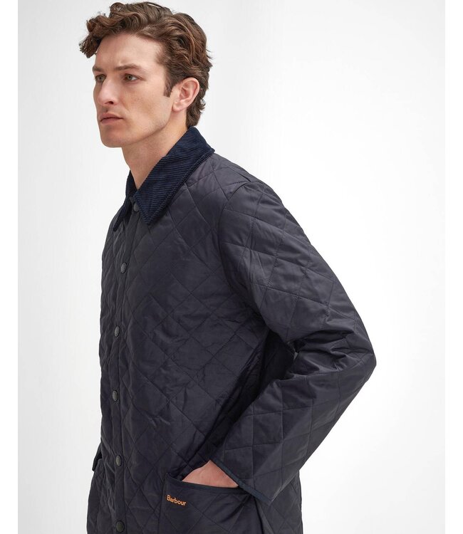 Barbour Jas, Tailored Fit, Quilted, Driekwart, Model Heritage Liddesdale, Donkerblauw, Navy