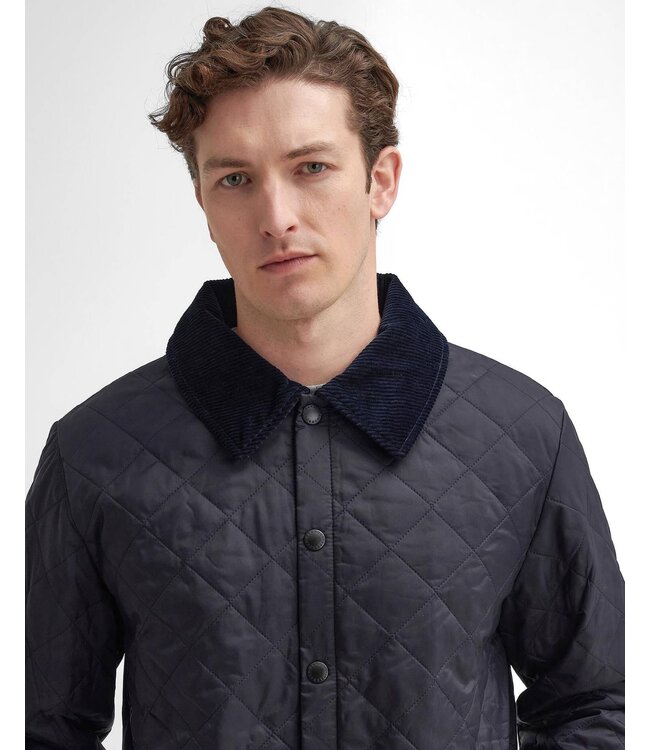 Barbour Jas, Tailored Fit, Quilted, Driekwart, Model Heritage Liddesdale, Donkerblauw, Navy