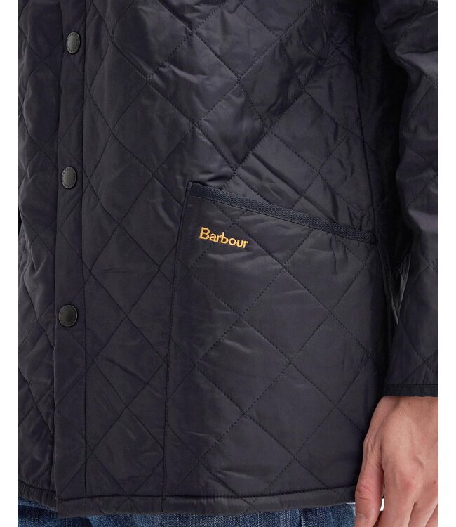 Barbour Jas, Tailored Fit, Quilted, Driekwart, Model Heritage Liddesdale, Donkerblauw, Navy