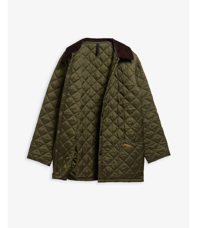 Barbour Jas, Tailored Fit, Quilted, Driekwart, Model Heritage Liddesdale, Olijfgroen, Olive