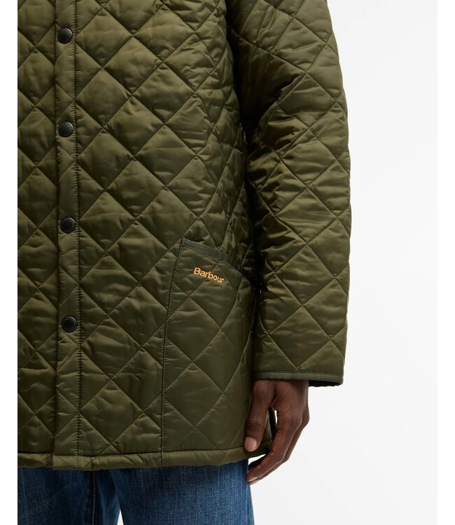Barbour Jas, Tailored Fit, Quilted, Driekwart, Model Heritage Liddesdale, Olijfgroen, Olive