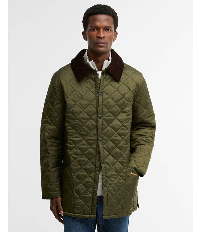Barbour Jas, Tailored Fit, Quilted, Driekwart, Model Heritage Liddesdale, Olijfgroen, Olive