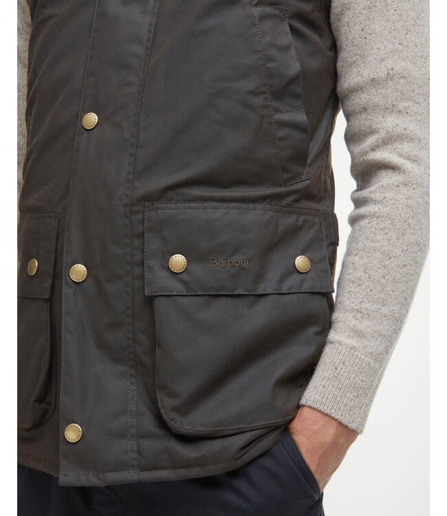Barbour Bodywarmer met Rits, Waxed, Model Westmorland, Olijf Groen, Olive