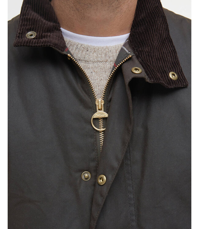 Barbour Bodywarmer met Rits, Waxed, Model Westmorland, Olijf Groen, Olive