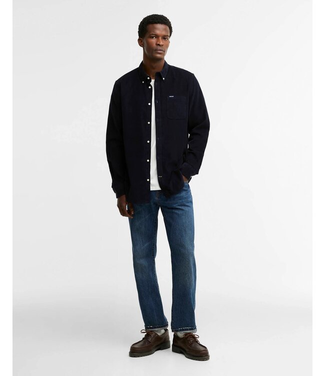 Barbour Overhemd, Tailored Fit, Donkerblauw Ribcord,  Classic Tartan Contrastkraag