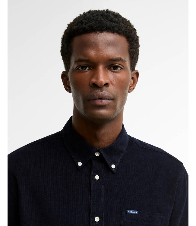 Barbour Overhemd, Tailored Fit, Donkerblauw Ribcord,  Classic Tartan Contrastkraag