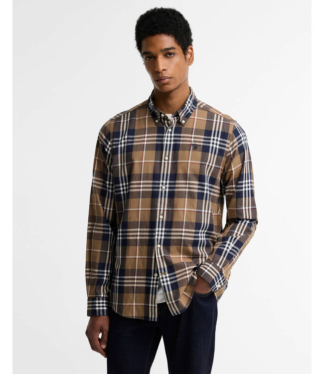 Barbour Overhemd, Tailored Fit, Katoen, Model Edgar, Blauw Beige, Rood Wit Geruit