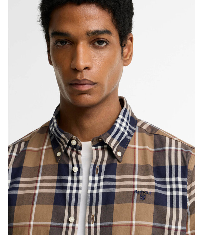 Barbour Overhemd, Tailored Fit, Katoen, Model Edgar, Blauw Beige, Rood Wit Geruit