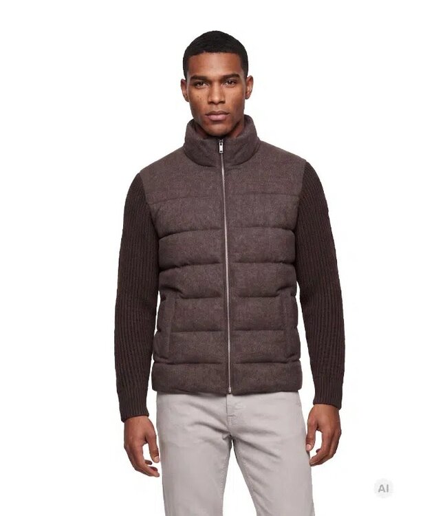 Milestone Vest/Jas met Rits, Hybrid, Gebreide Mouw, Bruin