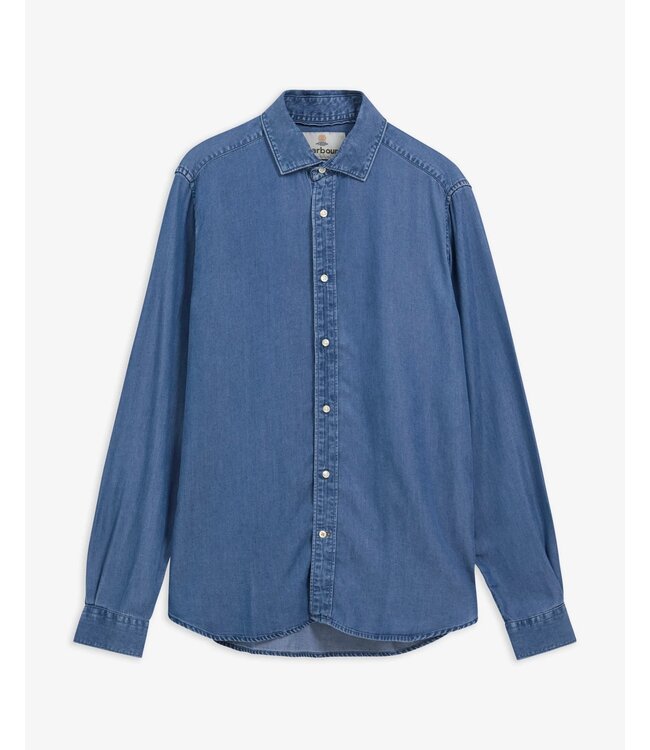 Barbour Overhemd, Shirt, Tailored Fit, Model Burnett, Denim Blue