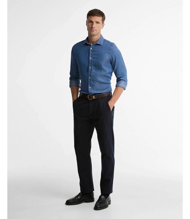 Barbour Overhemd, Shirt, Tailored Fit, Model Burnett, Denim Blue