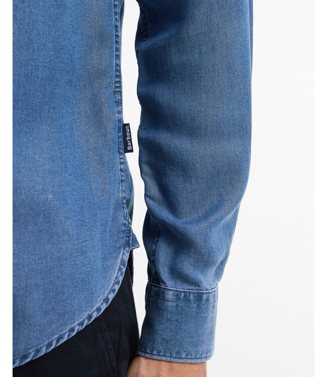 Barbour Overhemd, Shirt, Tailored Fit, Model Burnett, Denim Blue