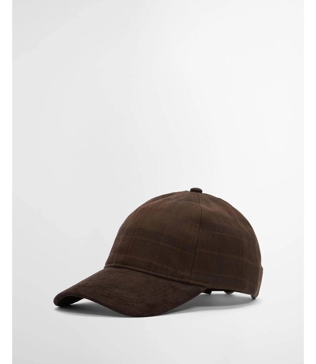 Barbour Macklow Sports Cap, Bruin Ribcord Visor en Muted Tartan
