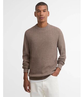 Barbour Barbour, Trui, Katoen, Wol, Mix, Ronde Hals, Structuur Knit, Beige, Bruin