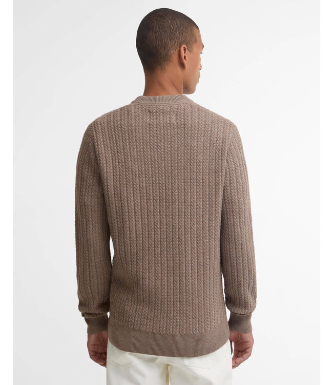 Barbour Trui, Katoen, Wol, Mix, Ronde Hals, Structuur Knit, Beige, Bruin