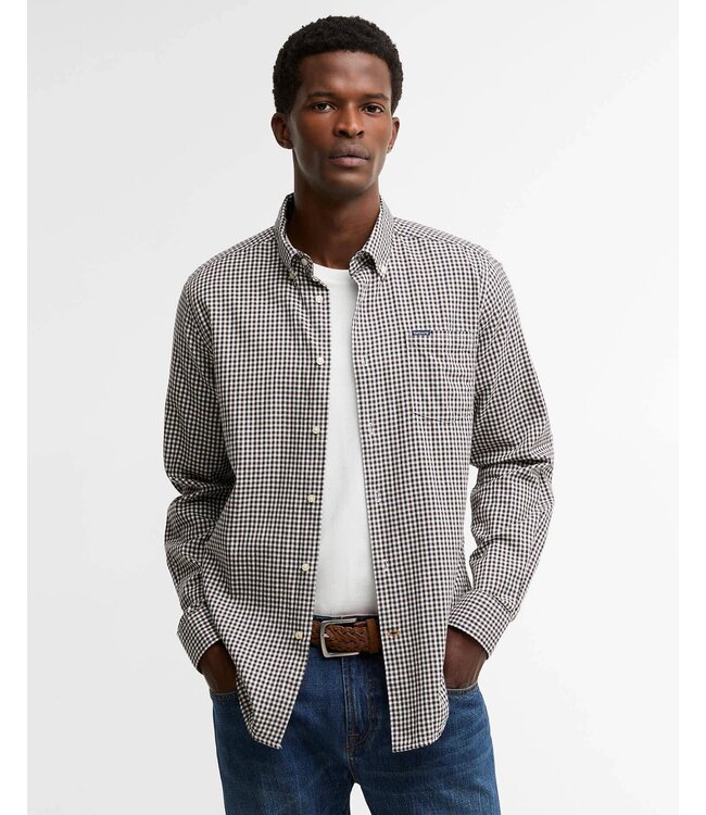 Barbour Tailored Fit, Overhemd, Katoen, Gingham Ruit, Black Oak