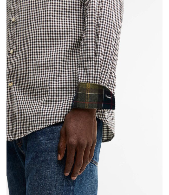 Barbour Tailored Fit, Overhemd, Katoen, Gingham Ruit, Black Oak