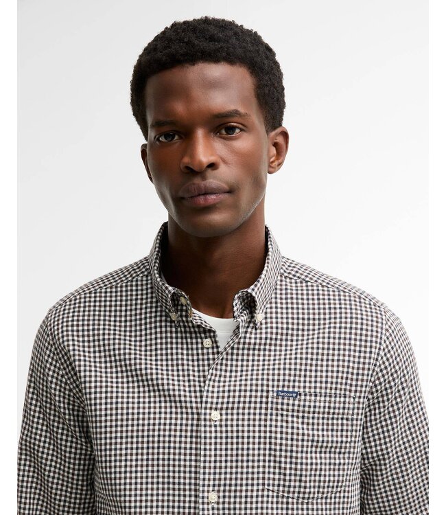 Barbour Tailored Fit, Overhemd, Katoen, Gingham Ruit, Black Oak