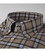 Stenstroms Overhemd, Flanel, Lange Mouw, Bruin, Beige, Blauw Geruit, Slimline